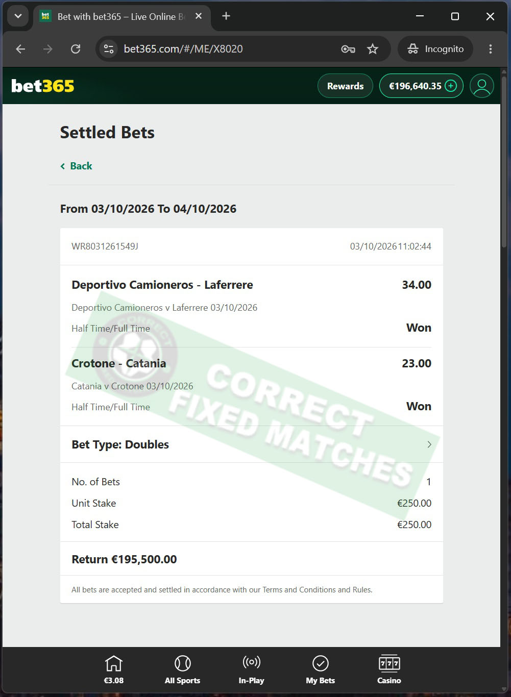 Correct Fixed Matches