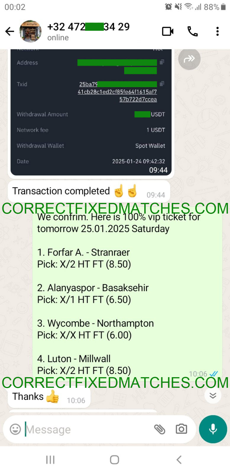 Correct Fixed Matches