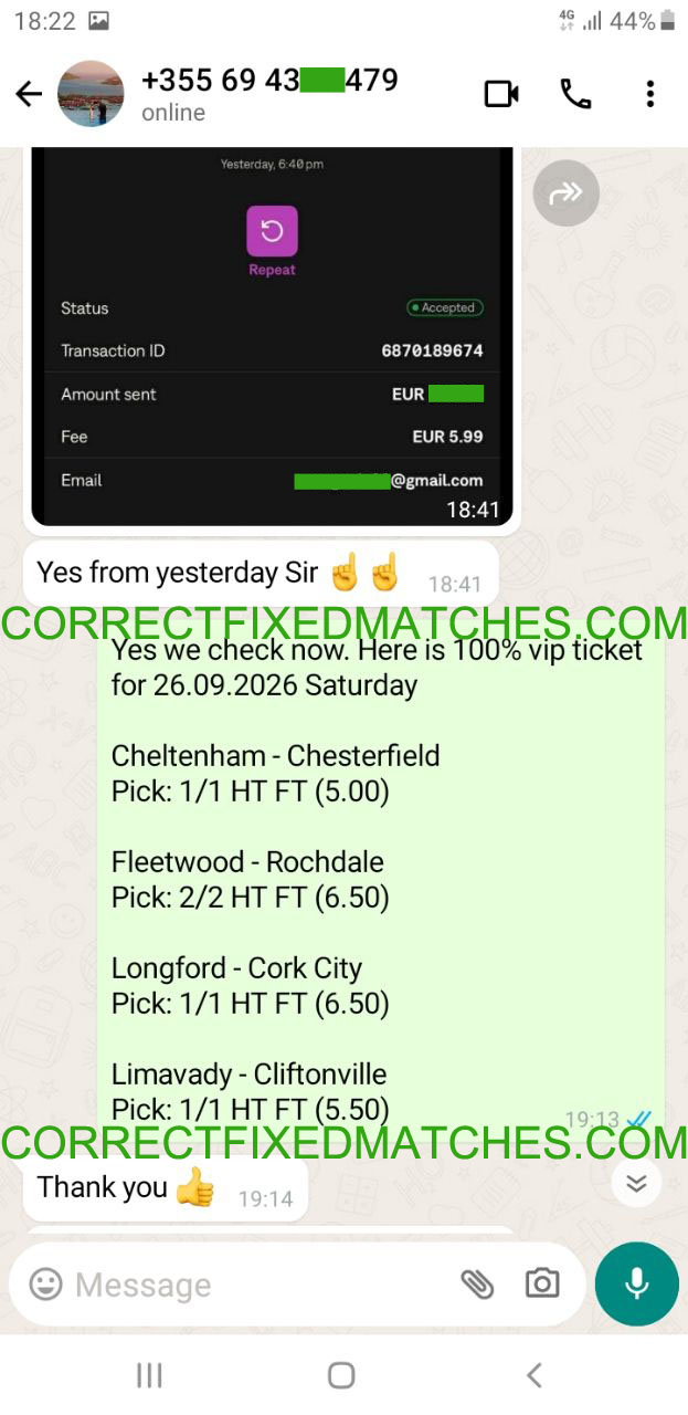Single Fixed Matches 100% Sure