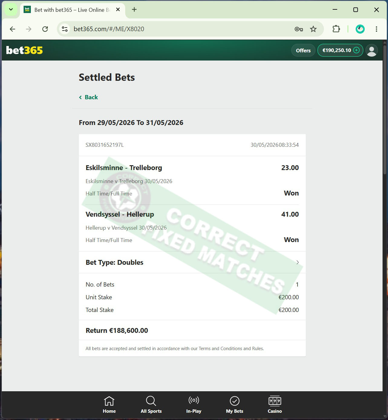 Correct Fixed Matches