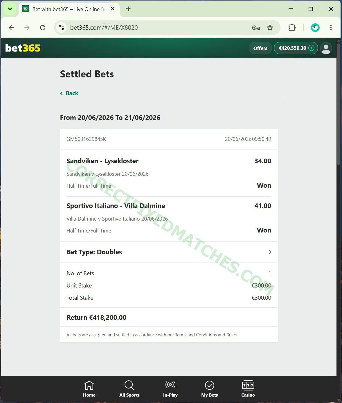 Correct Fixed Matches