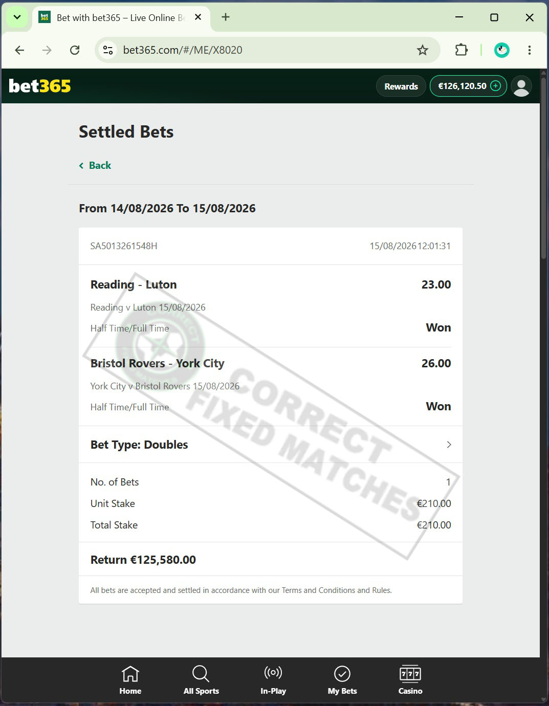 Correct Fixed Match