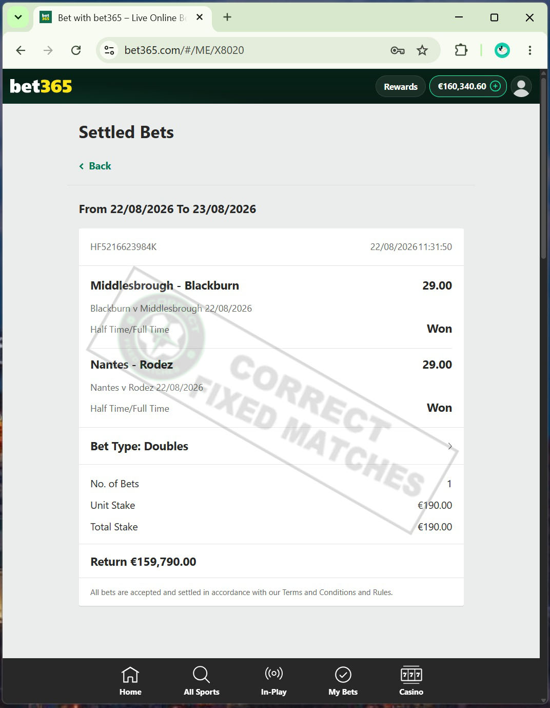 Correct Fixed Matches