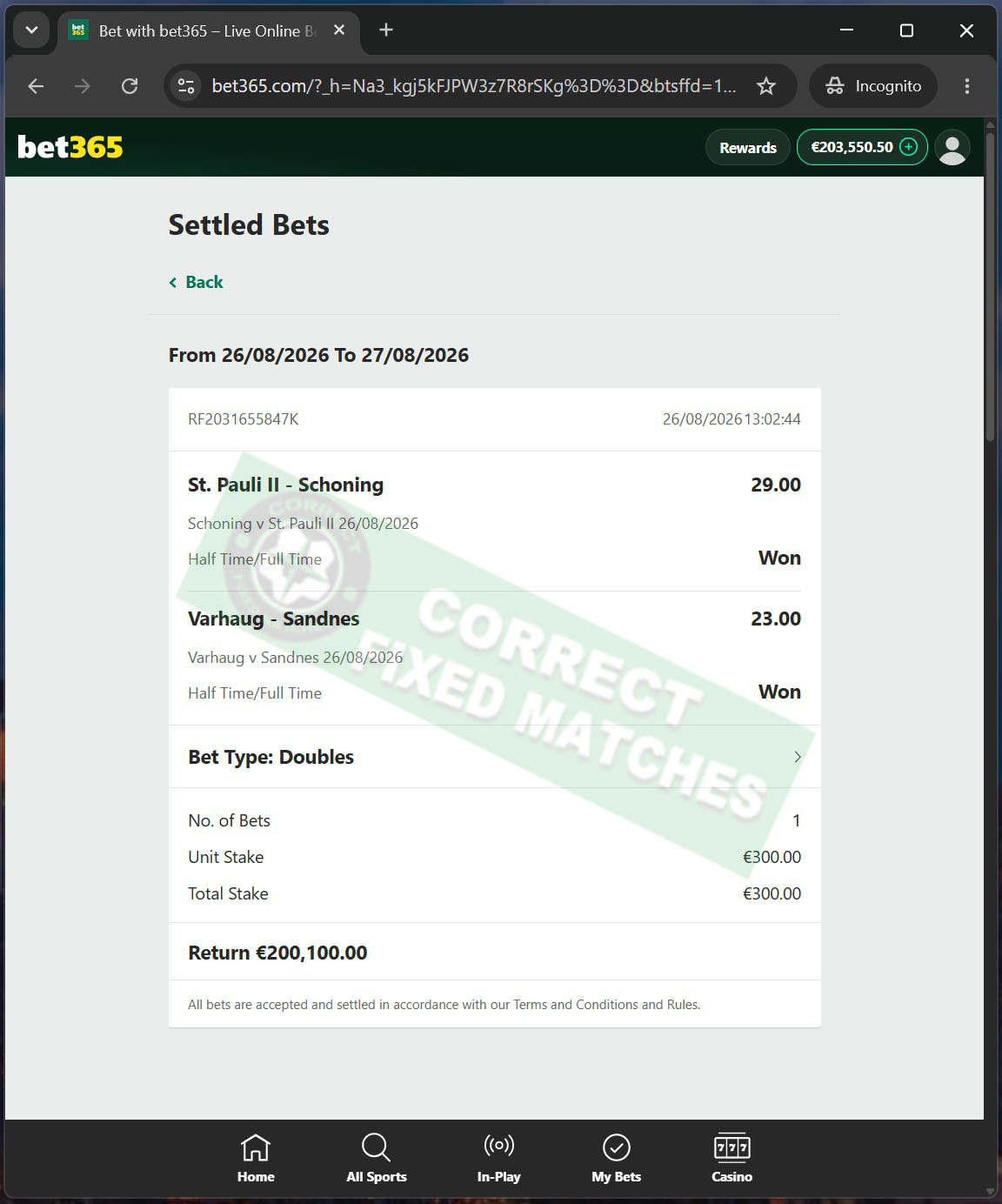 Correct Fixed Match