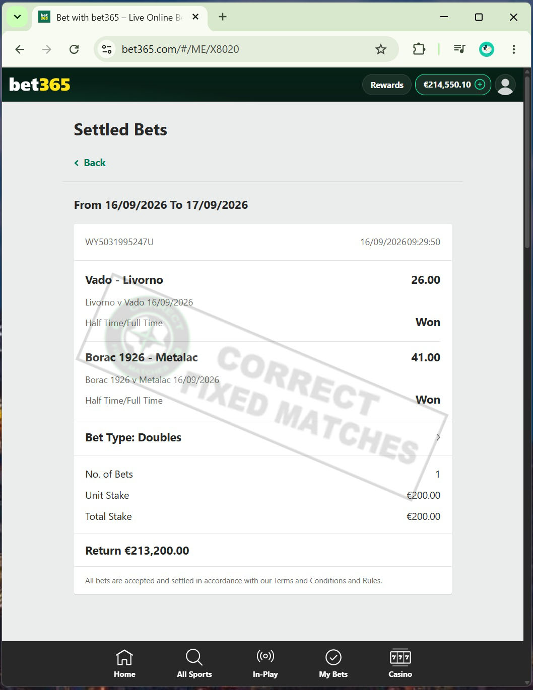 Correct Fixed Matches