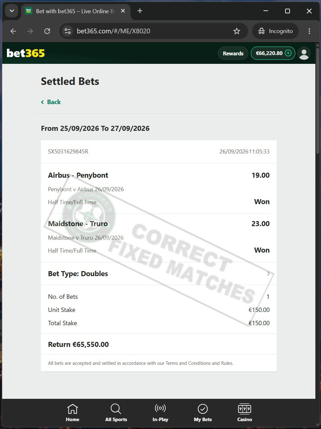 Correct Fixed Matches