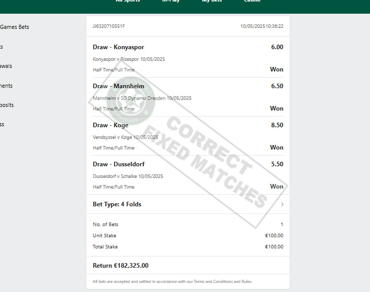 Fixed Matches 100% Sure