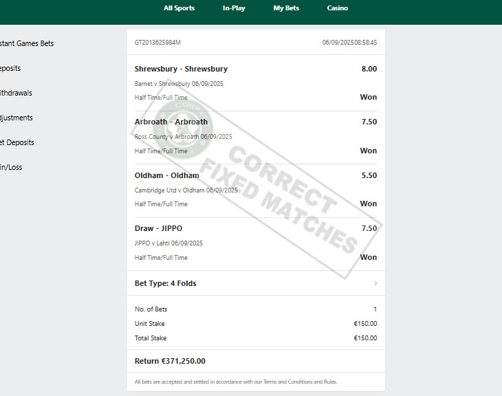 Correct Fixed Matches