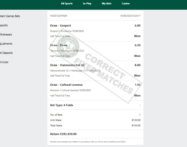 Correct Fixed Matches