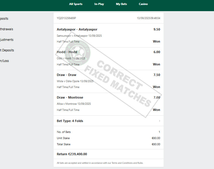 Genuine Fixed Matches 100% Sure