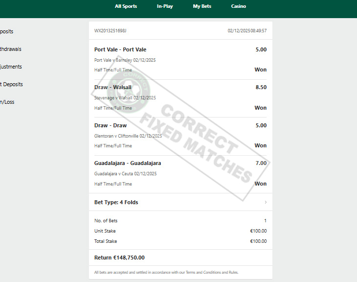 Fixed Match 100% Sure