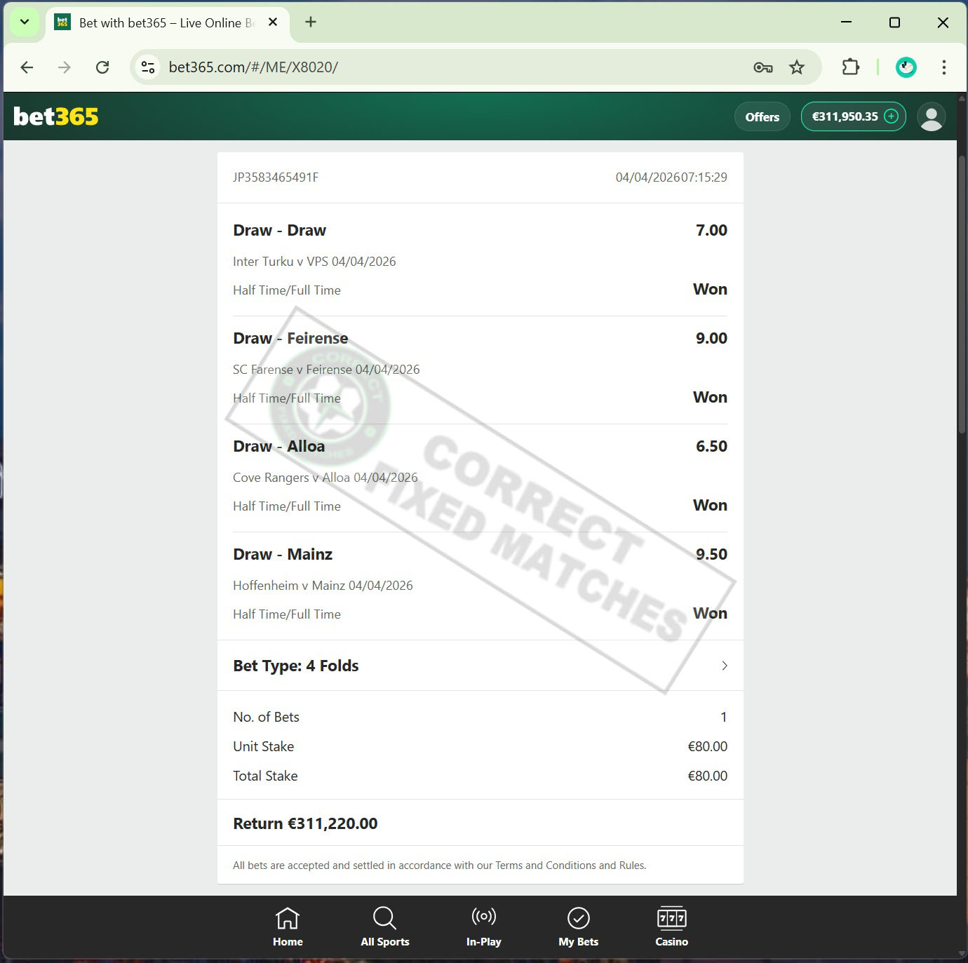 Fixed Match 100% Sure