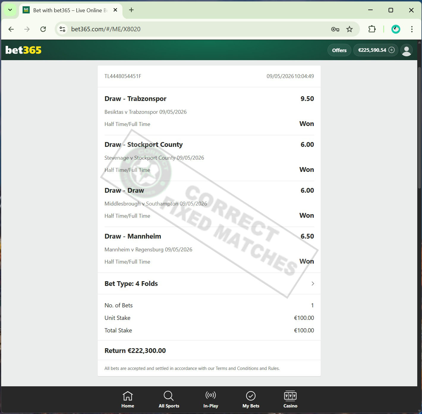 Correct Score Fixed Match