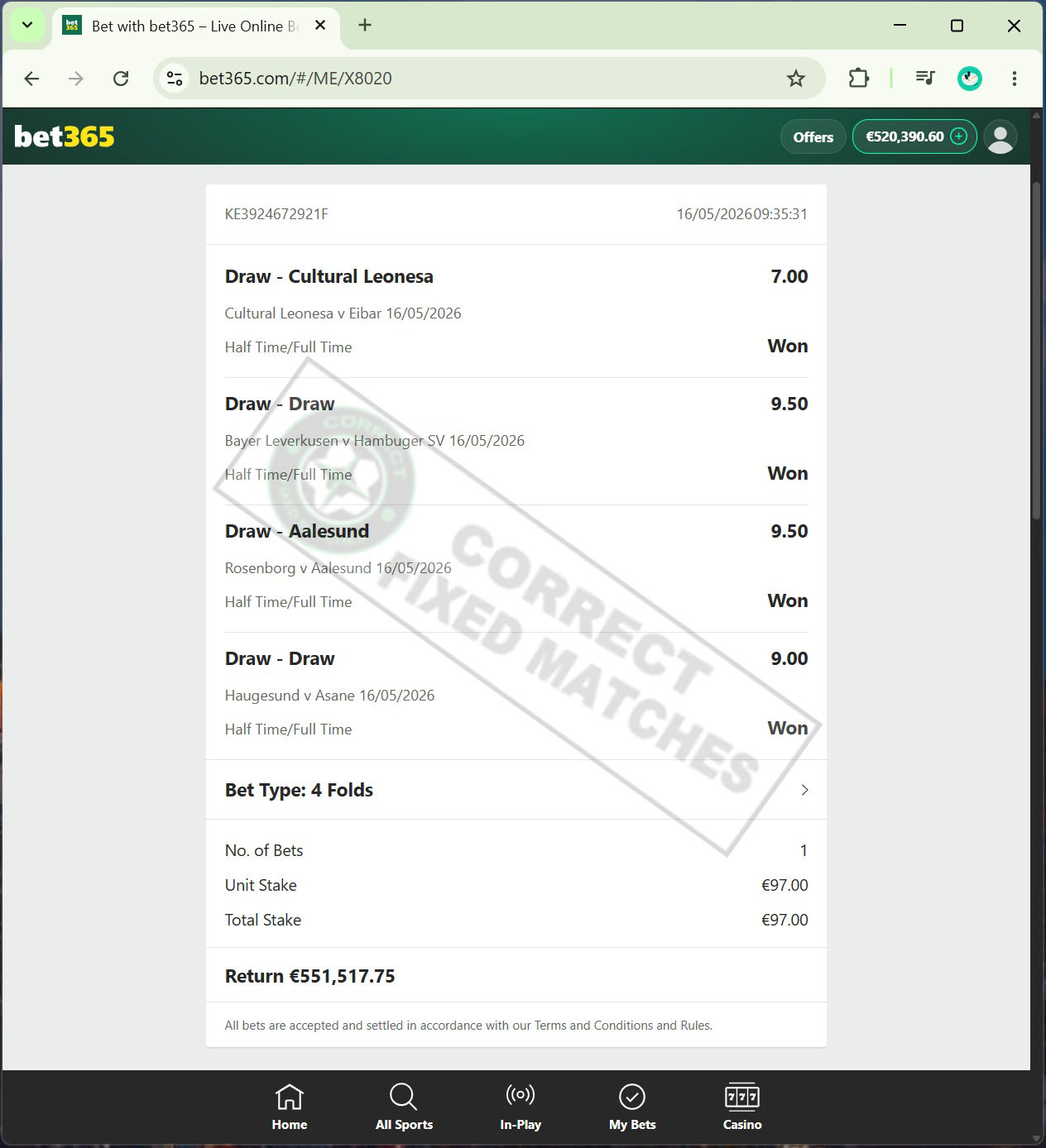 Correct Fixed Matches