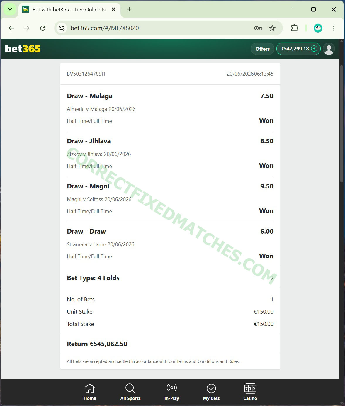 Secure Fixed Matches