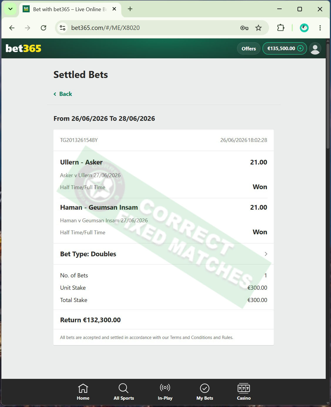 Daily Fixed Matches 100% Sure