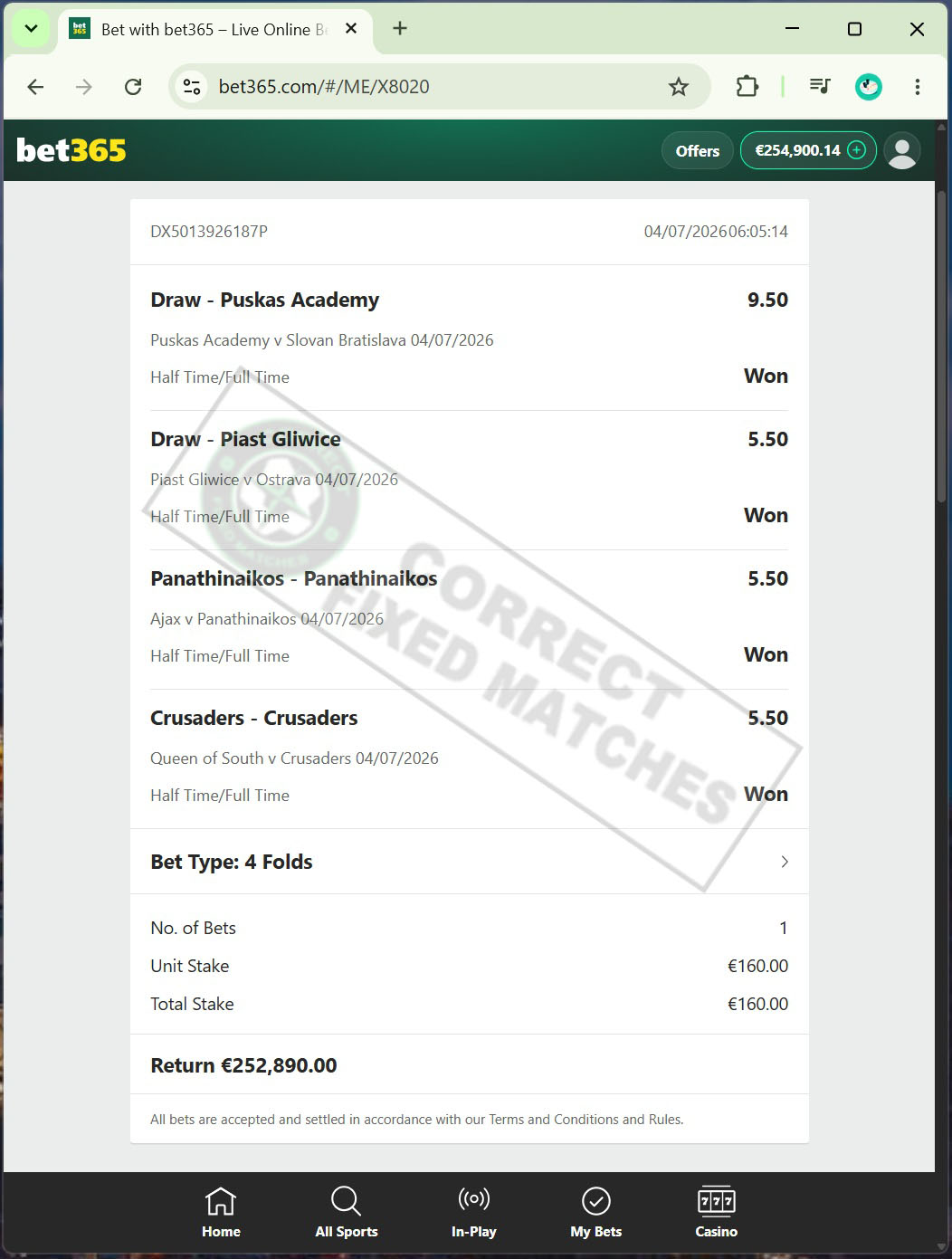 Best Fixed Matches