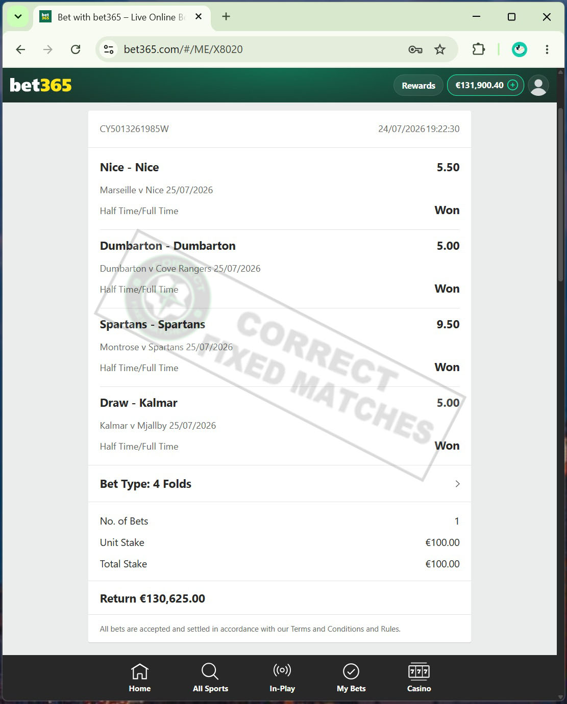BUY FIXED MATCHES 100% SURE