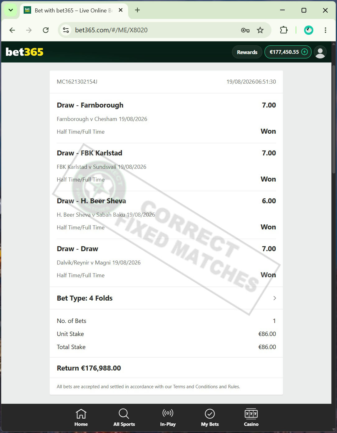 Correct Score Fixed Match