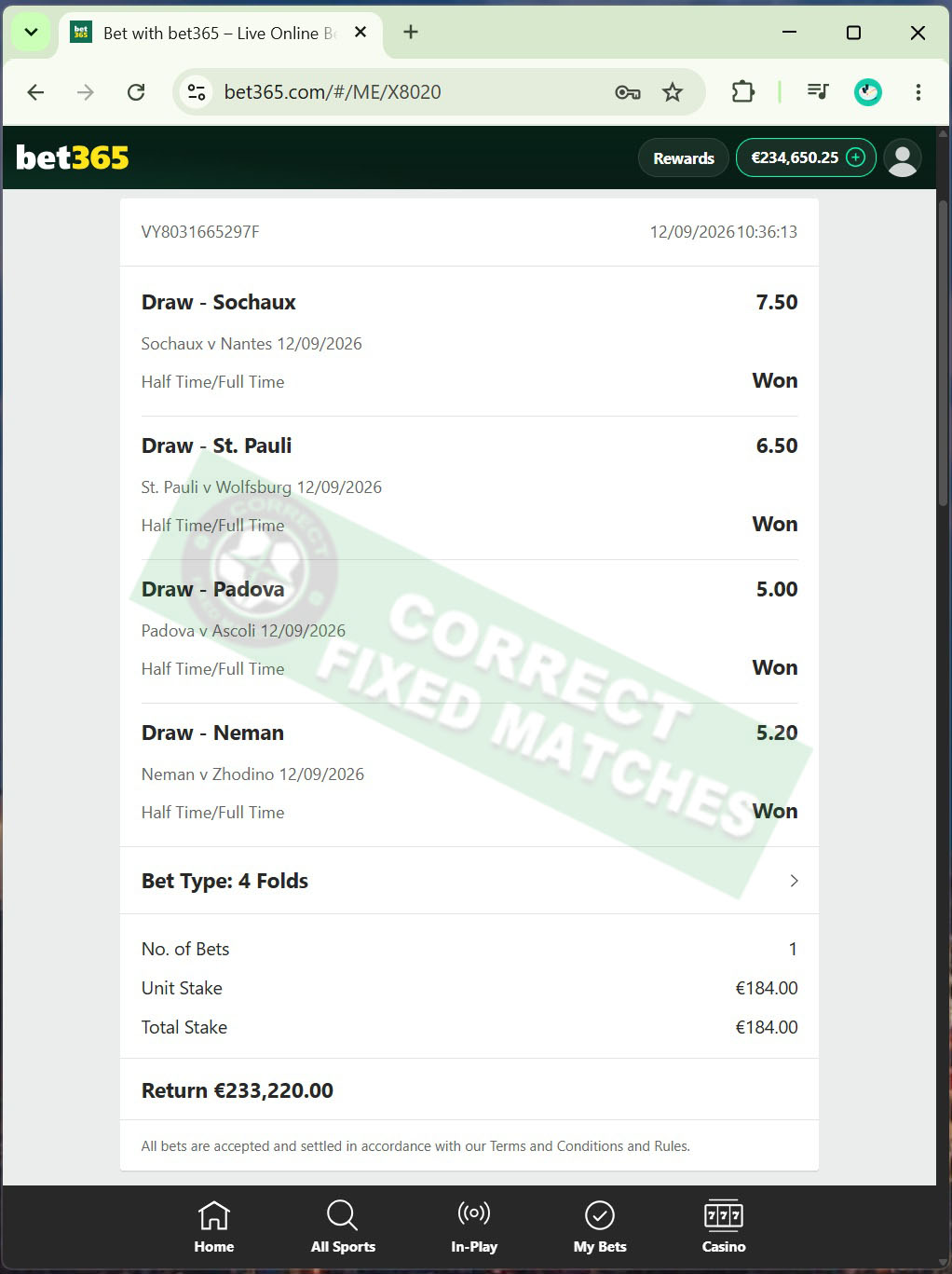 Daily Fixed Matches 100% Sure