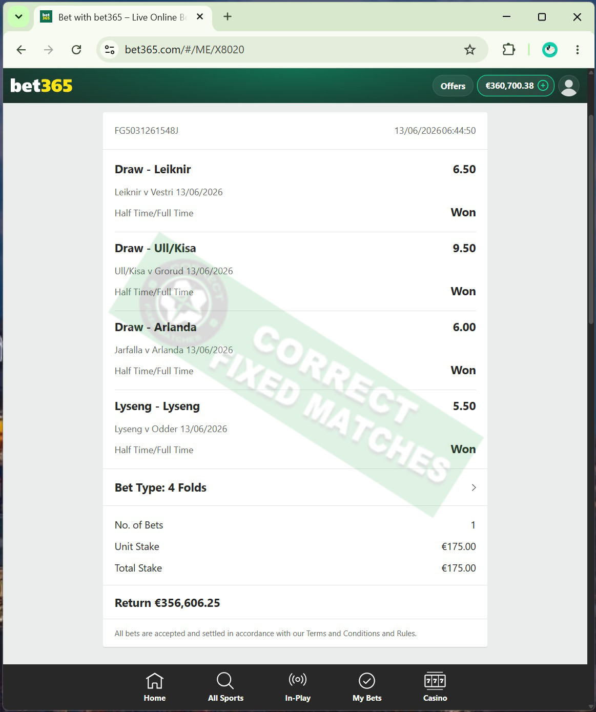 Correct Fixed Matches